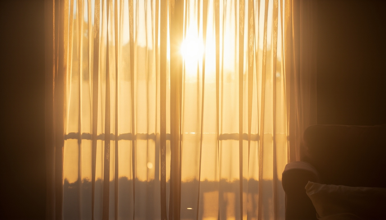 Ambiente confortável com cortinas filtrantes demonstrando como a proteção solar complementa a vedação.