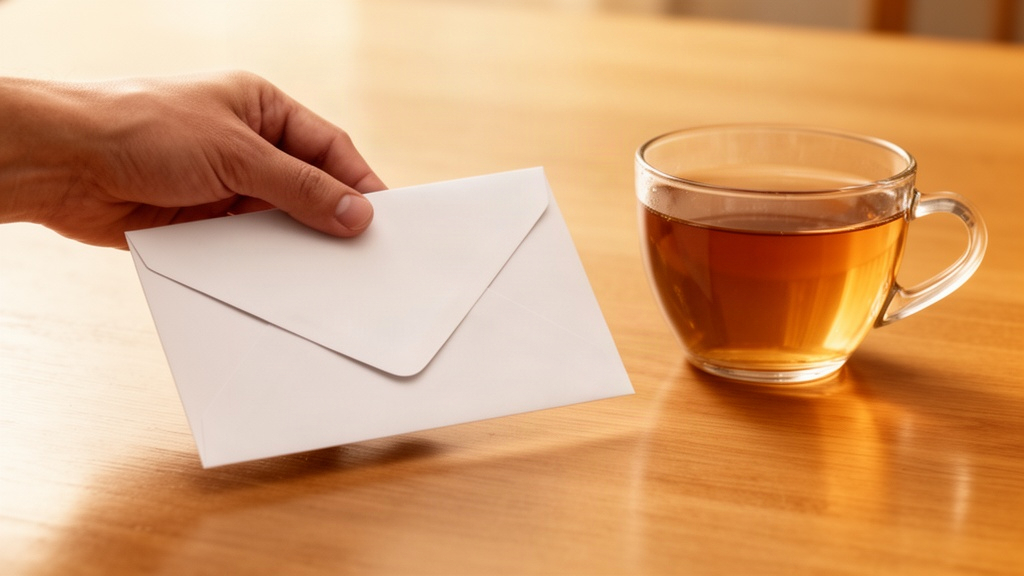 Mão segurando envelope de acordo financeiro sobre mesa, simbolizando a decisão consciente de fechar um contrato