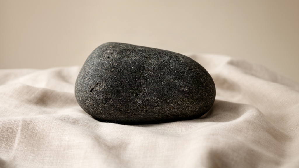 Pedra escura sobre tecido claro simbolizando o peso emocional da culpa