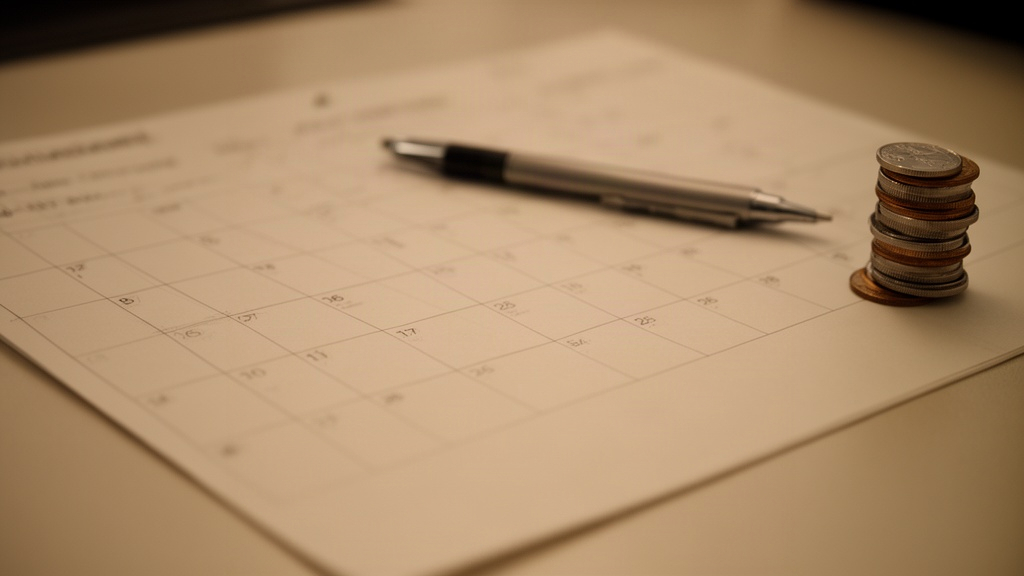 Calendário de papel e caneta sobre mesa representando planejamento financeiro sazonal