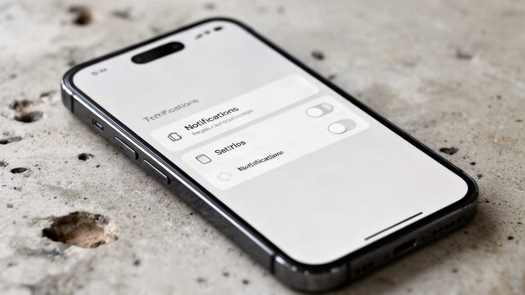 Smartphone mostrando configurações de notificação simplificadas, representando o controle sobre interrupções digitais