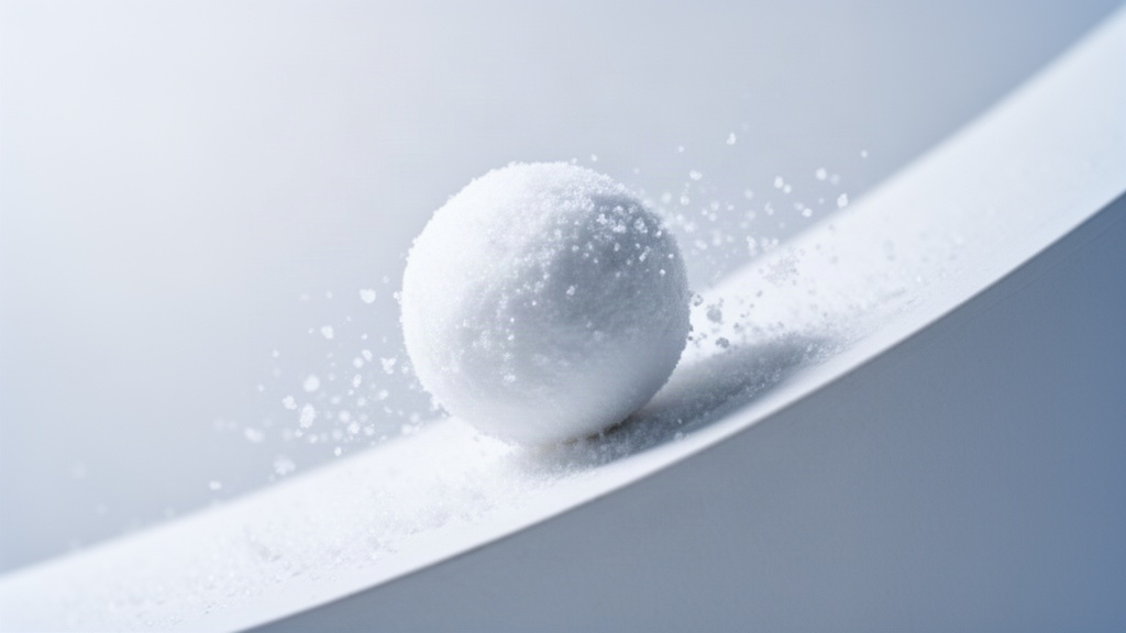 Uma bola de neve crescendo ao rolar por uma rampa, servindo como analogia visual para o crescimento acelerado de uma dívida devido aos juros compostos e ao pagamento mínimo do cartão.