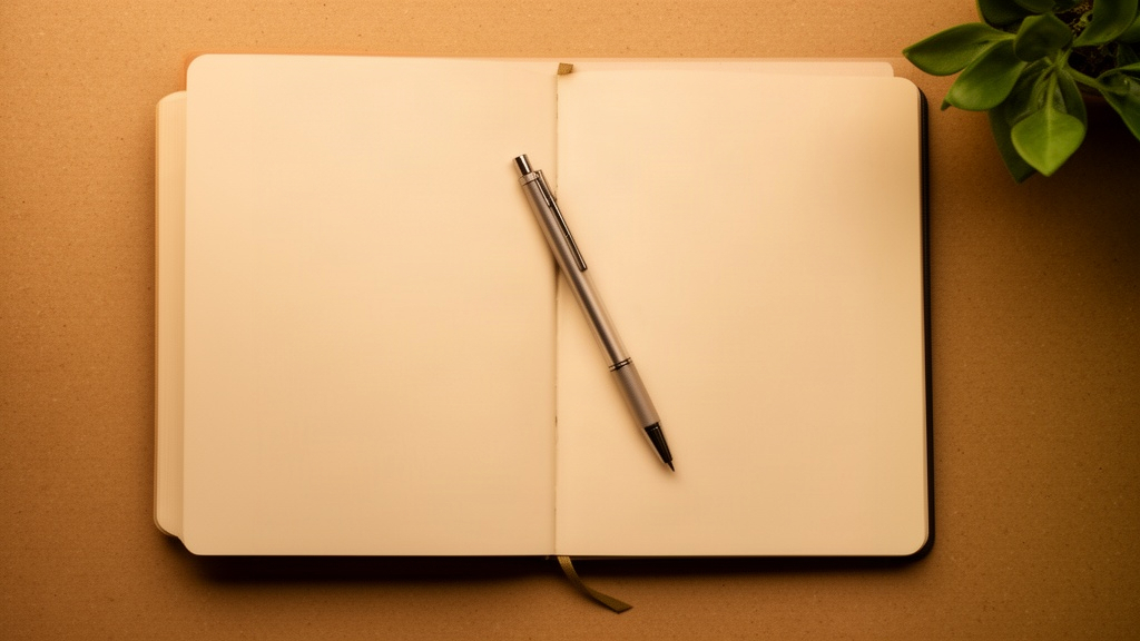 Escritorio minimalista com caderno aberto e caneta, simbolizando a fase de planejamento flexivel e definicao de metas